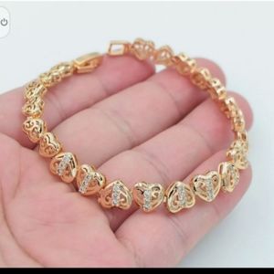 💜 ❤️ 💜 New cz heart gold filled bracelet 💜❤️💜